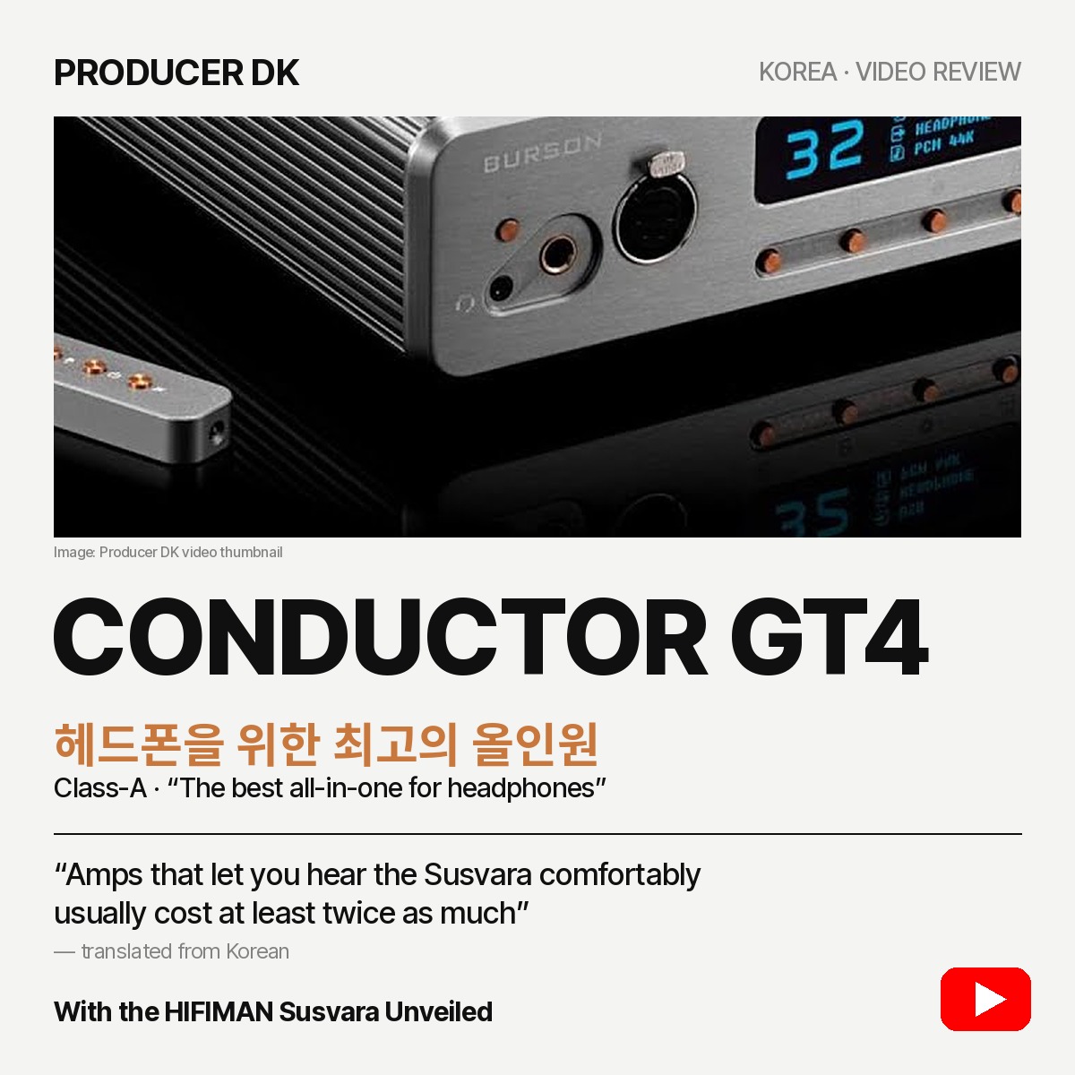 Burson Conductor GT4 Producer DK Korean video review cover