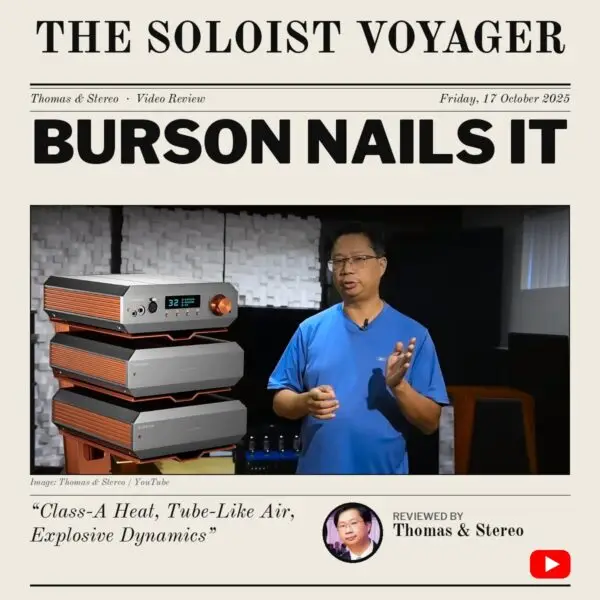 Burson Soloist Voyager Thomas & Stereo video review magazine cover
