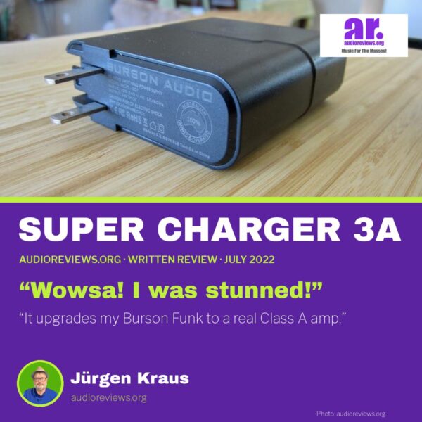 Burson Super Charger 3A magazine-style cover for the audioreviews.org written review by Jürgen Kraus