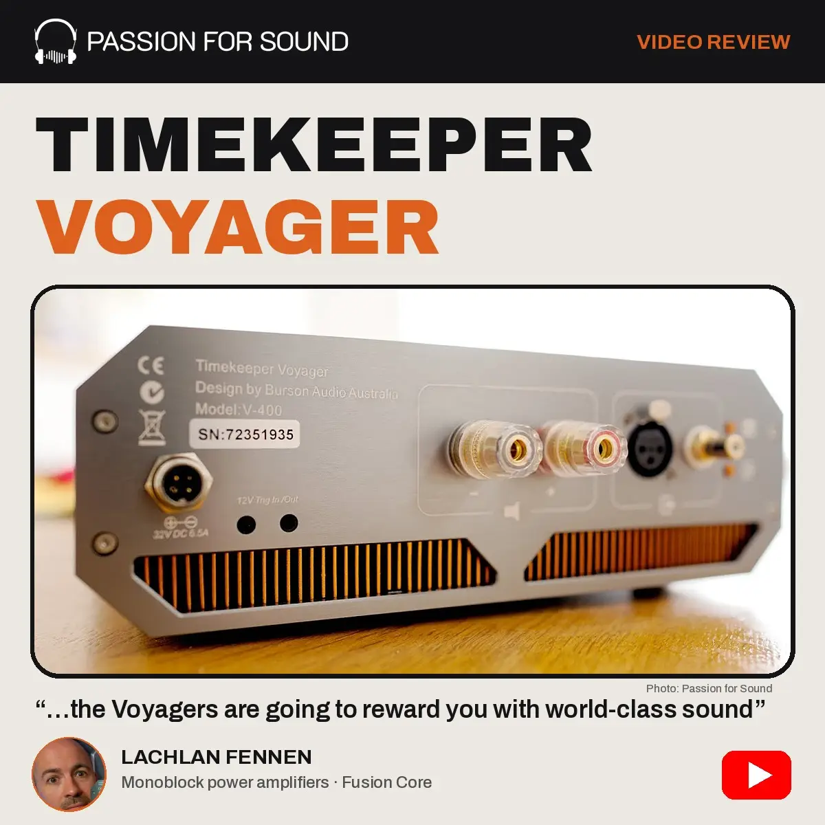 Burson Timekeeper Voyager magazine-style cover for the Passion for Sound video review by Lachlan Fennen